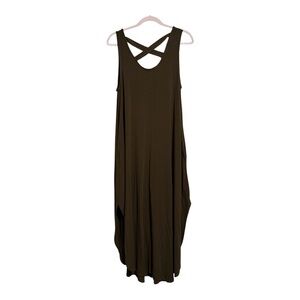 Final Touch Olive Green Crisscross Back Maxi Dress
